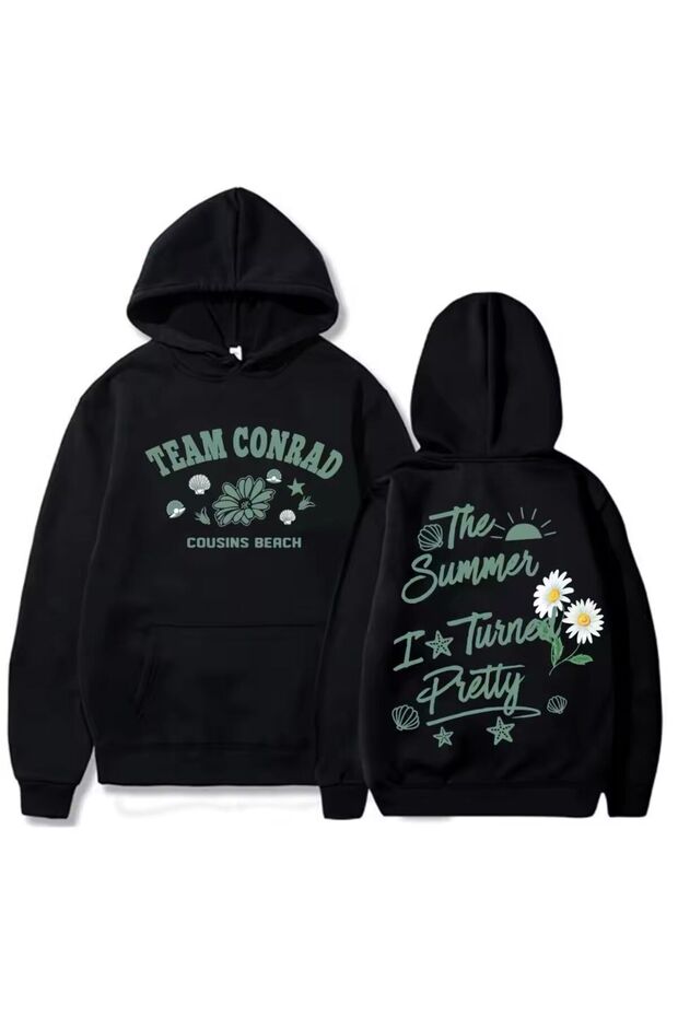 سويت شيرت كبير الحجم من القطن مطبوع عليه Team Conrad من الأمام والخلف مكون من 3 خيوط