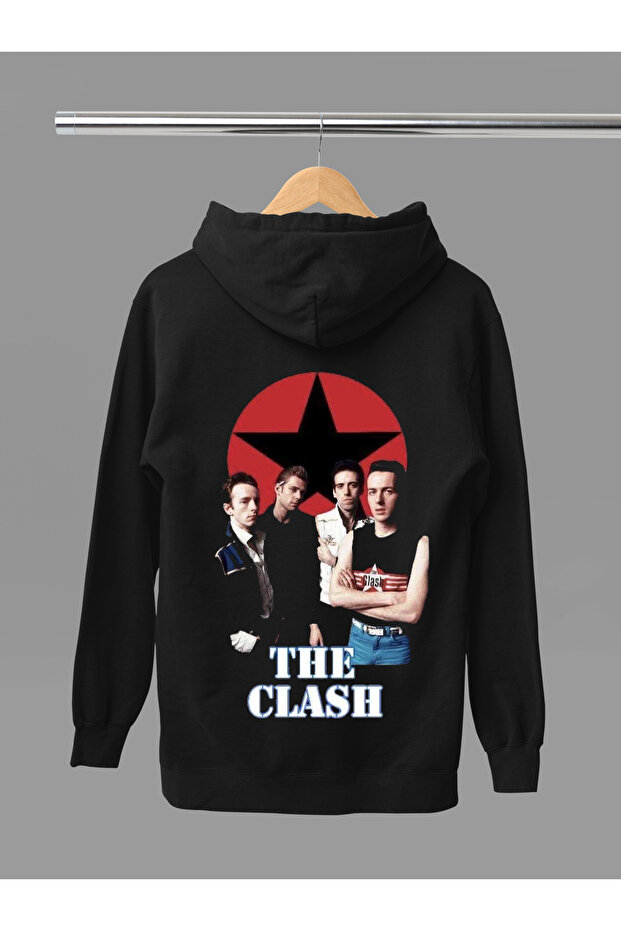 The Clash Printed Cotton Long Sleeve Ribbed 3-Ply Hooded Rock Sweatshirt