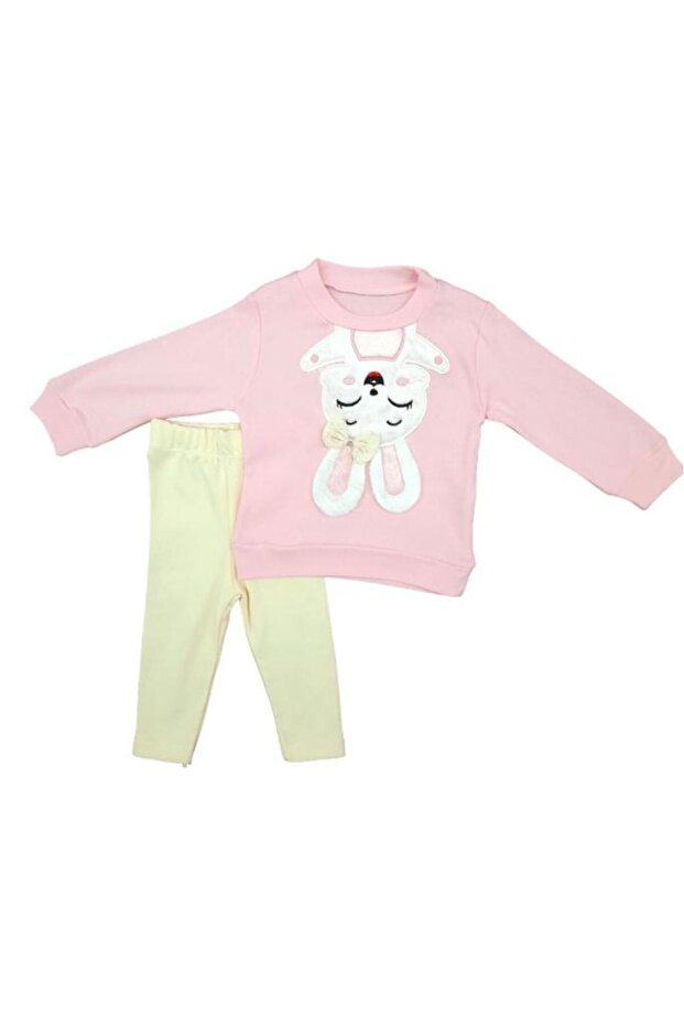 Cheerful Rabbit Pink Top & Bottom 2-Piece Baby Girl & Kids Set