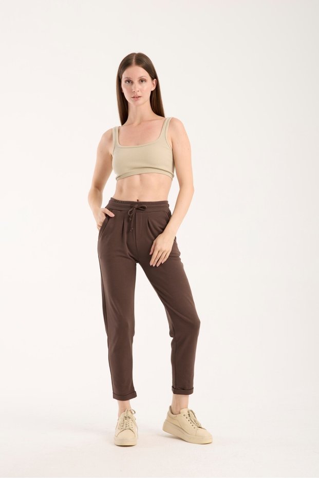 Women's Lace-Up Sports Style Skinny Pants – Comfortable and Modern Cut 4001