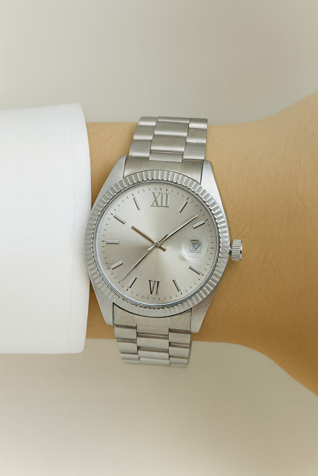 Men's Steel Wristwatch with Calendar