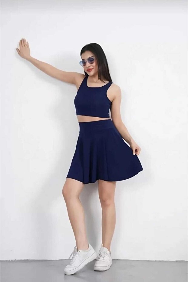 Sandy Kumaş Şortlu Mini Etek - 3