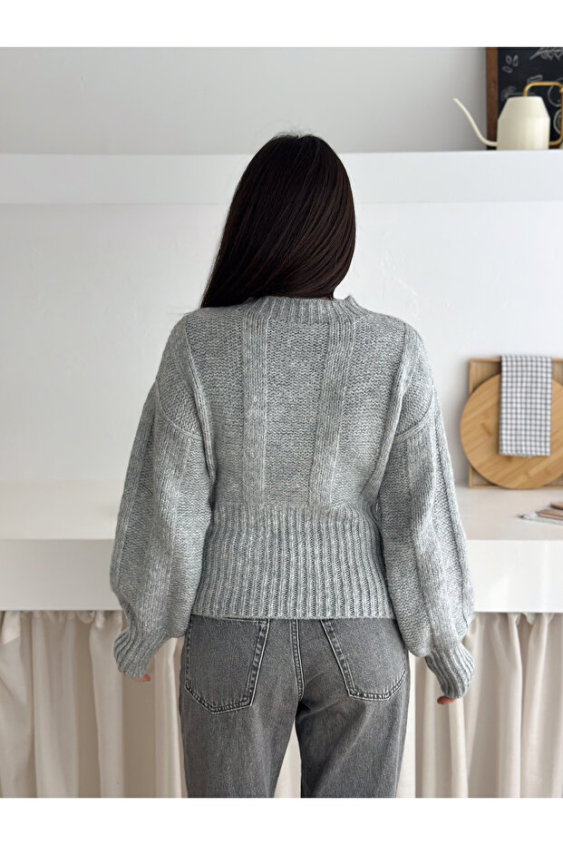 Soft Textured Knit Pattern Crew Neck Sweater - 6