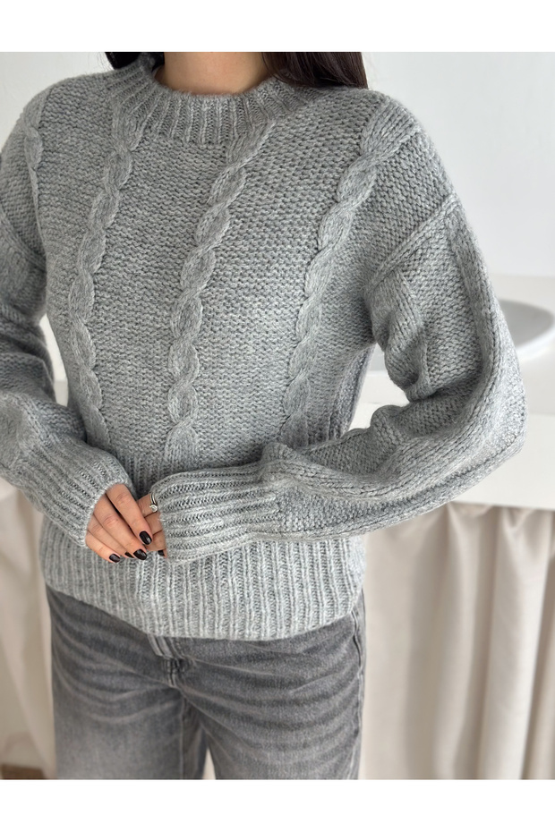 Soft Textured Knit Pattern Crew Neck Sweater - 5