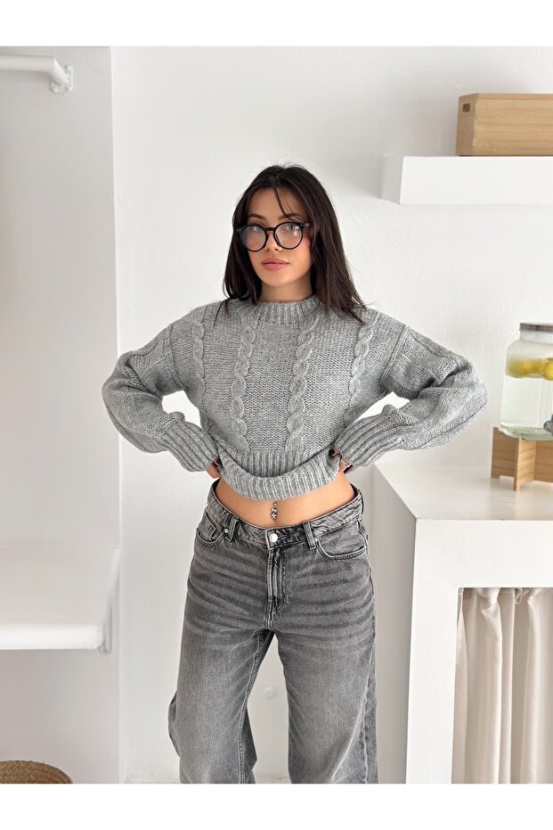 Soft Textured Knit Pattern Crew Neck Sweater - 3