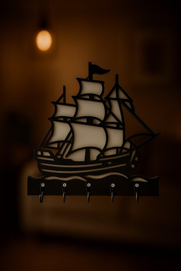 Gemi Figürlü Duvar Anahtarlık Askısı - 5