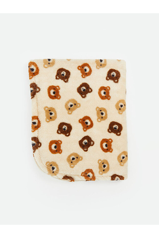 Leave Your Style with Us | Bear Printed Baby Boy Plush Blanket 90X110 cm