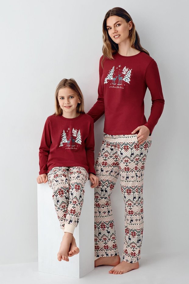 Mother Daughter Deer-Themed Pajama Set, Women's and Children's Pajamas Sold Separately