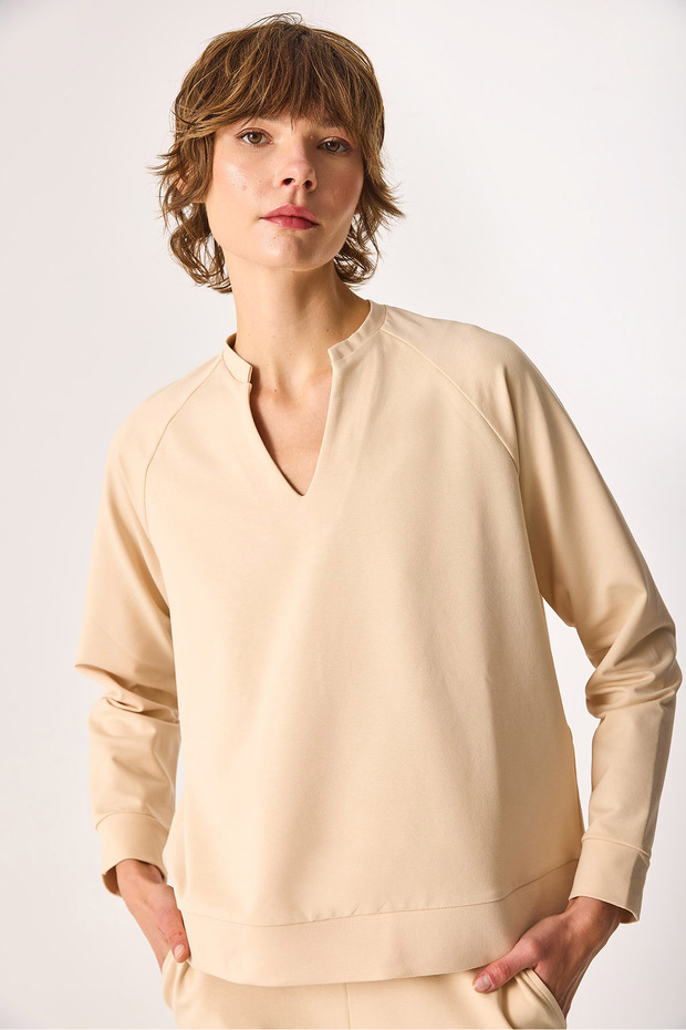 Kadın Marlin Sweatshirt - Taş - 6