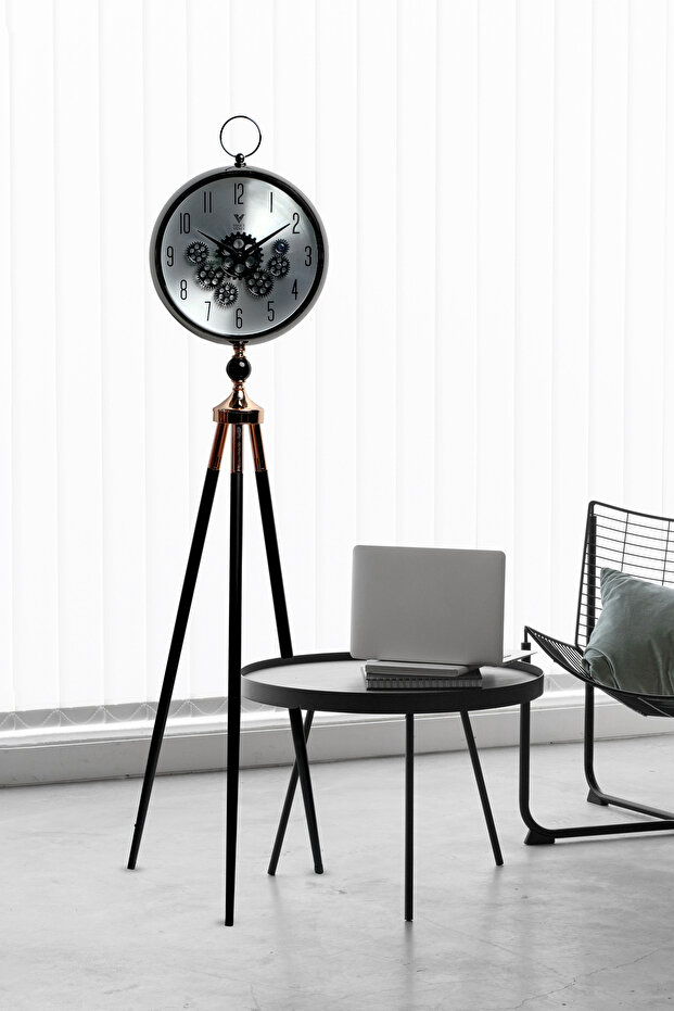 Premium Vintage Tripod Foot Clock Adjustable Wooden Stand Antique Style Decorative Standing Clock
