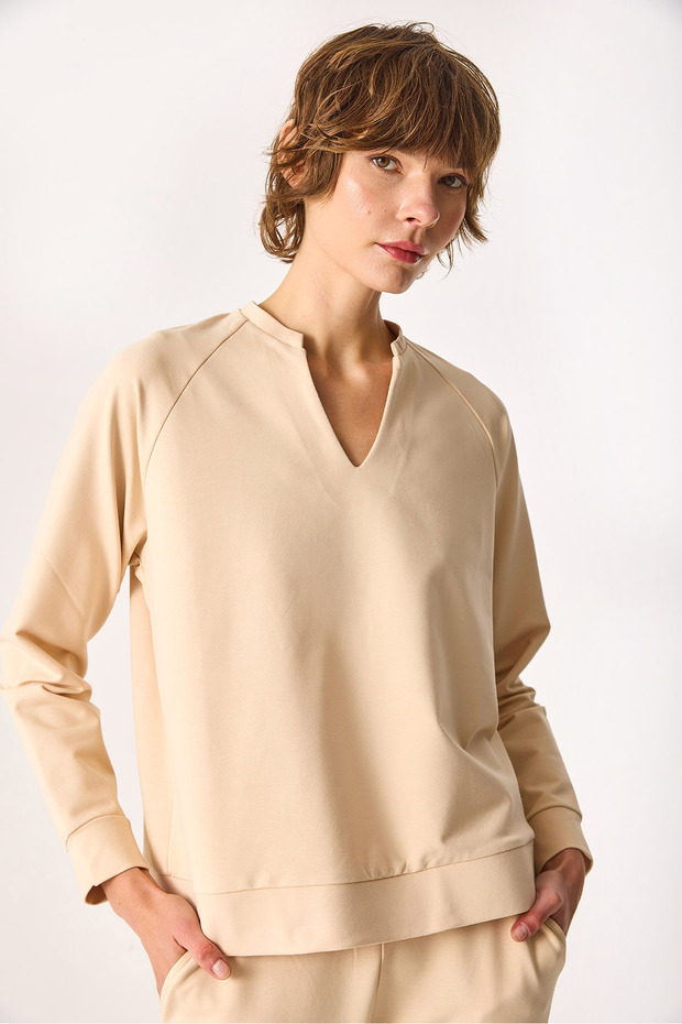 Kadın Marlin Sweatshirt - Taş - 2