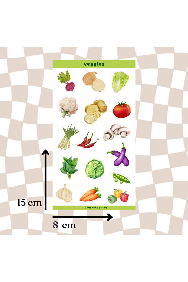 Vegetable Themed Sticker, Decal, Bullet Journal, Scrapbook, Label, 8X15 cm in Size