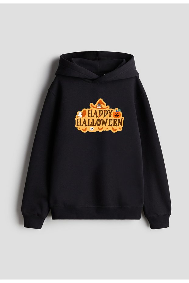 Halloween Halloween Printed Women Men Children Black Hooded Sweatshirt Hoodie