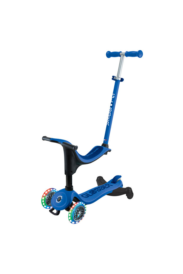 Go Up Sporty 360 Kids Scooter with LED Lights – Foldable Adjustable 3 Wheel Kick Scooter – Navy