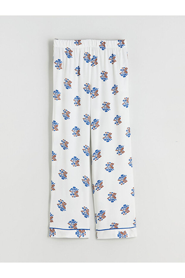 Gömlek Yaka Çiçekli Kadın Pijama - 8