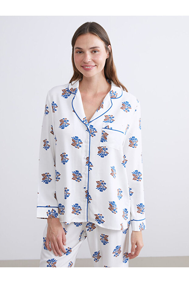 Gömlek Yaka Çiçekli Kadın Pijama - 2