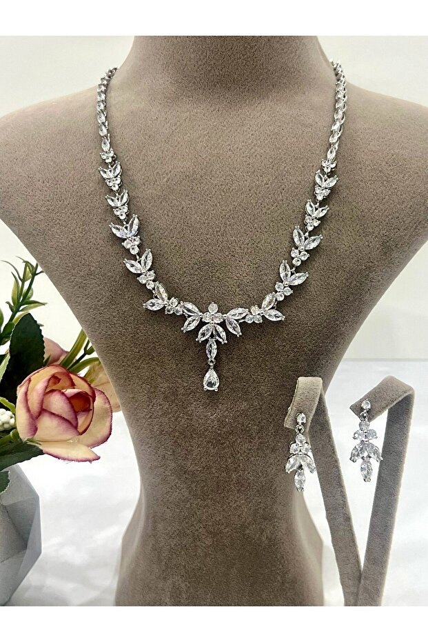 Zirkon Taşlı Çelik Silver Model Set (Set7) - 5