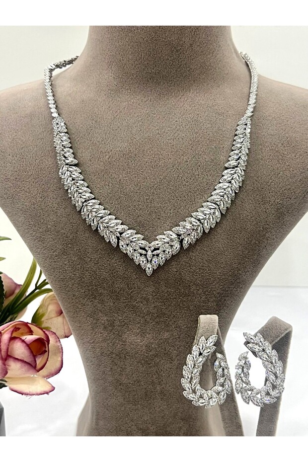 Zirkon Taşlı Çelik Silver Model Set (Set8) - 5