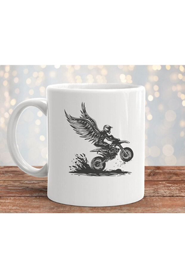 كوب بورسلين مطبوع بتصميم راكب الدراجة النارية - 1