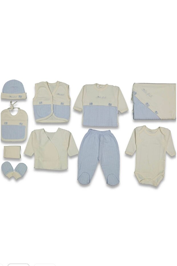 Fish Patterned Baby Boy Newborn 10 Piece Hospital Release Bodysuit Set