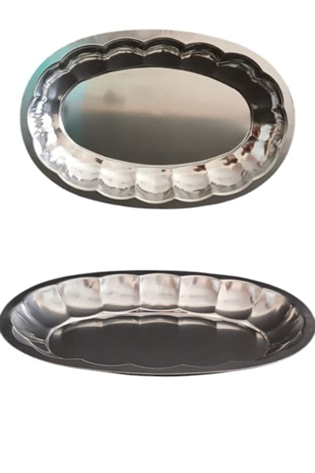 2 Pcs Stainless Steel 430 Quality Kayak Plate 24X16 cm Serving Plate for Breakfast, Appetizer, Salad