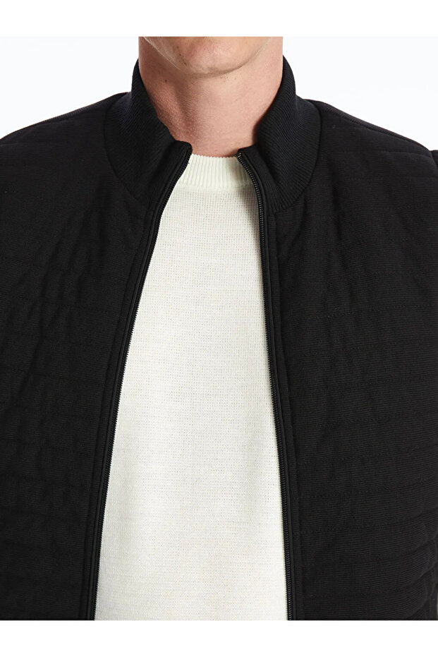 LCWAIKIKI ClassicSiyah Standart Kalıp Dik Yaka Erkek Triko Yelek - 3