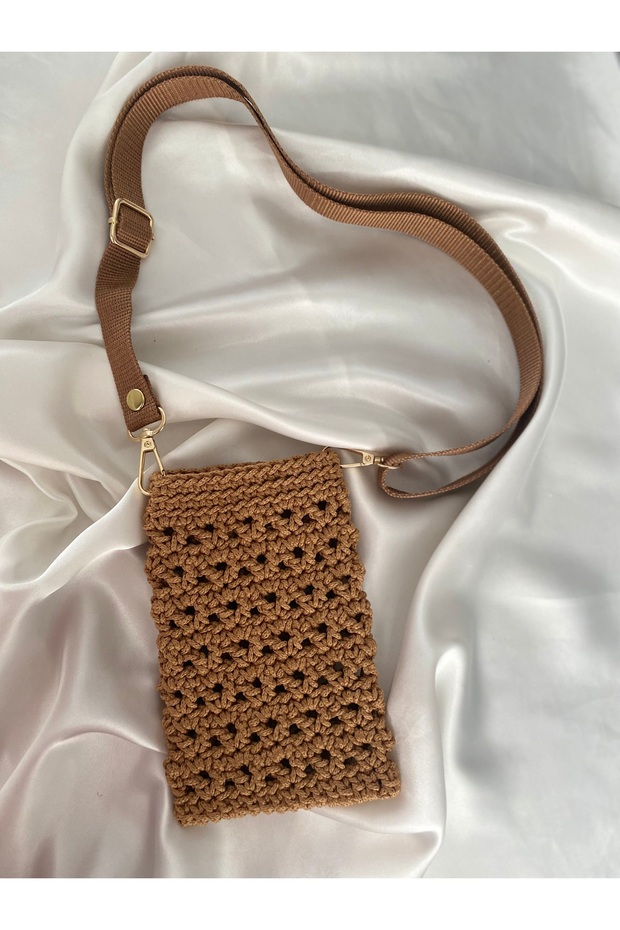 ÜÇGEN FİLE ÖRGÜ TELEFON ÇANTASI - 3