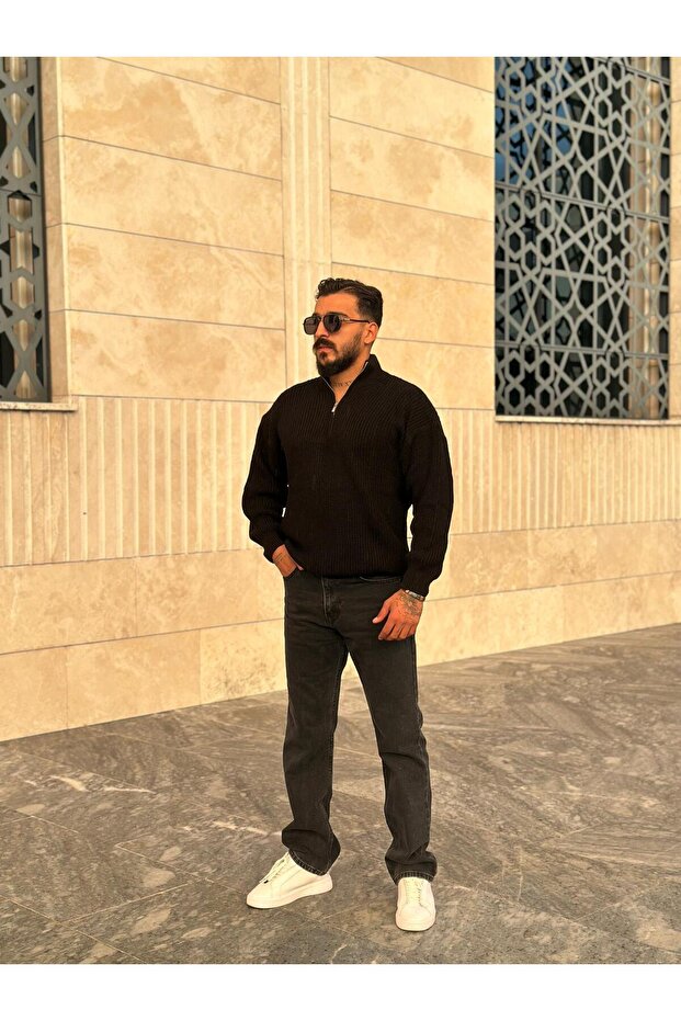 سترة تريكو كبيرة الحجم بسحاب