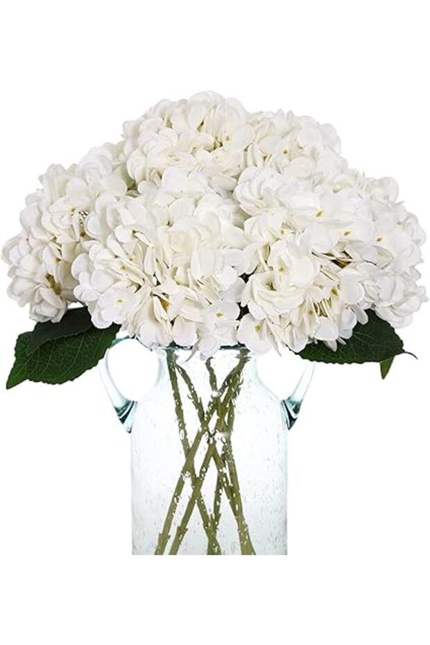 Kimura's Cabin (White) - Fake White Flowers Artificial Silk Hydrangea Flowers Bouquets Faux Hydrange