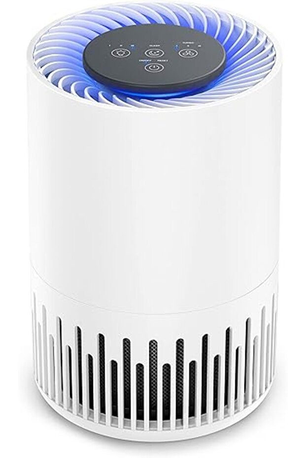 Air Purifier, Air Cleaner with 3-in-1 True HEPA Filter, 4 Fan Speeds, Up to 161 ft², Low No