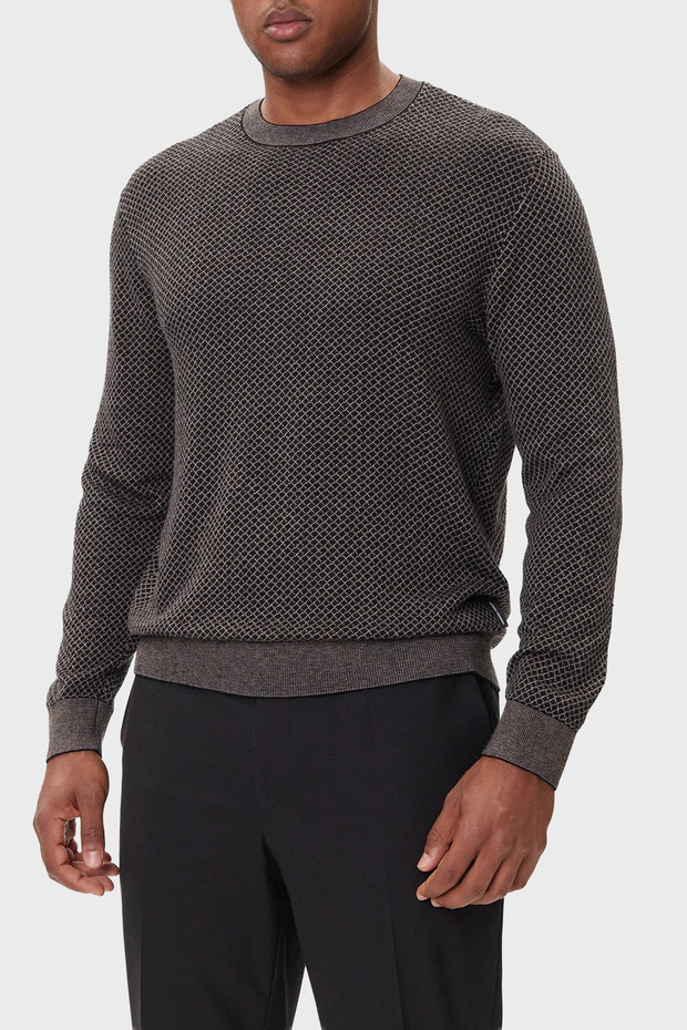 Checkered Cotton Slim Fit Crew Neck Sweater Men's Sweater Xm001913 Af18841 Fc012