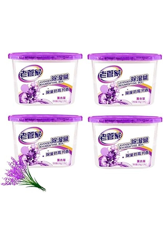 Dailychic Moisture Absorbers With Lavender Scent,230G*4-Pack Portable Closet Dehumidifier, Odor Elim