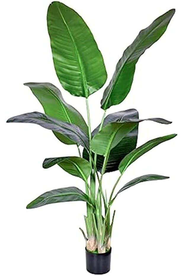 Skade Artificial Bird of Paradise Plant,Faux Palm Tree with Real Touch Leaves and Adjustable Branche