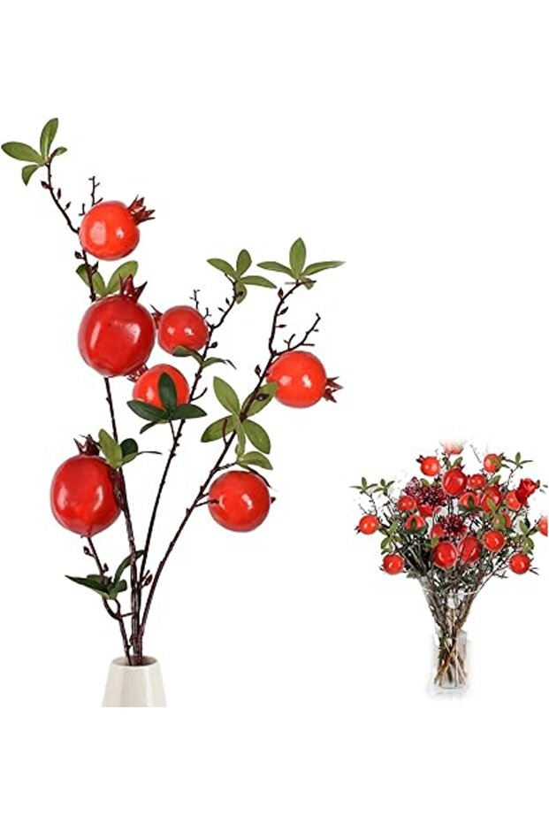 Artificial Pomegranate Branch, Highly Lifelike Simulation for Home & Party Decoration, Realistic Fau