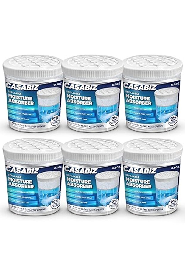 Casabiz Refillable Moisture Absorber Boxes, 6-Pack(12.5oz/350g Each) Long Lasting Humidity Control D