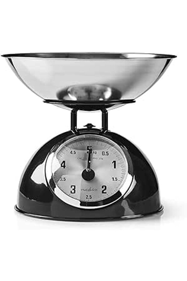 NEDIS Retro Kitchen Scales with Bowl & Analogue Display, Black