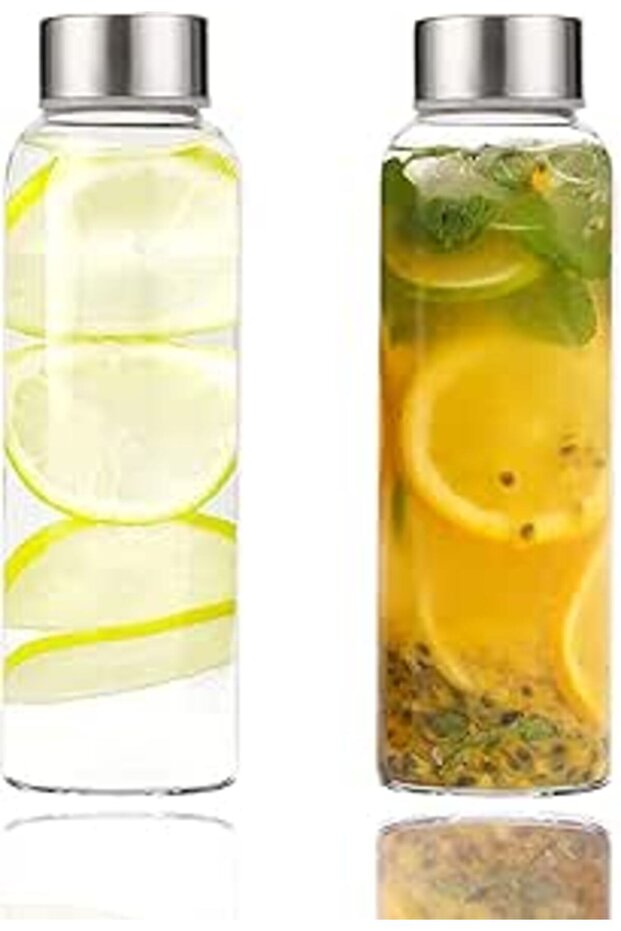 Angju Glass Water Bottles with Lids | Natural BPA Free Eco Friendly, Reusable Refillable Water Bottl