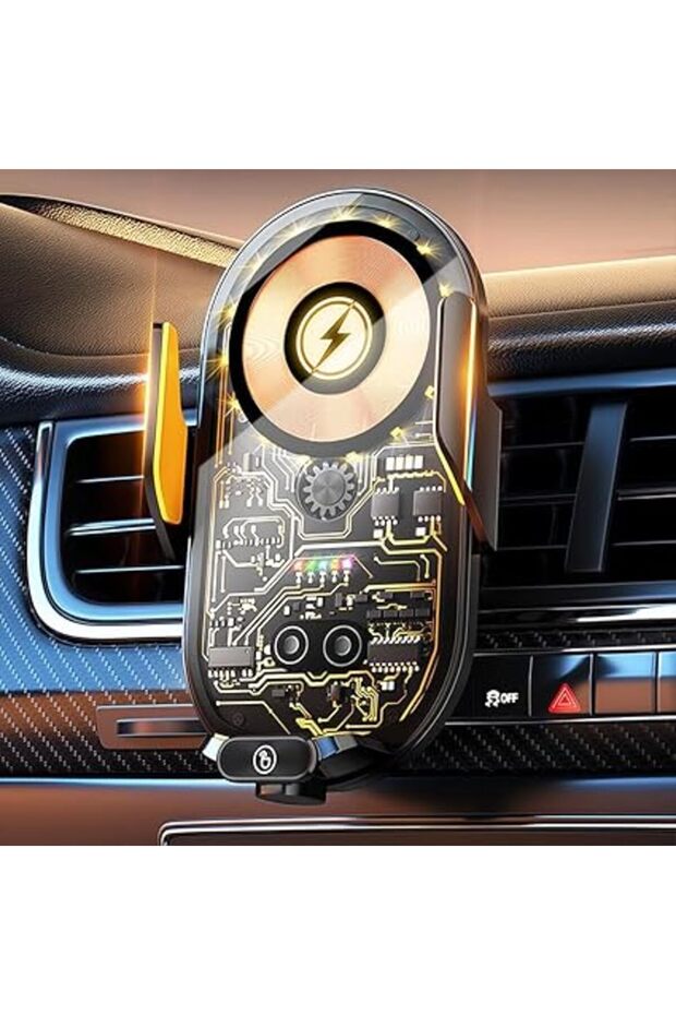 CadoZeal RGB Car Phone Holder| 66W Fast Charge| 5-in-1| One Hand Touch Auto Lock, 360° Rotation Sup