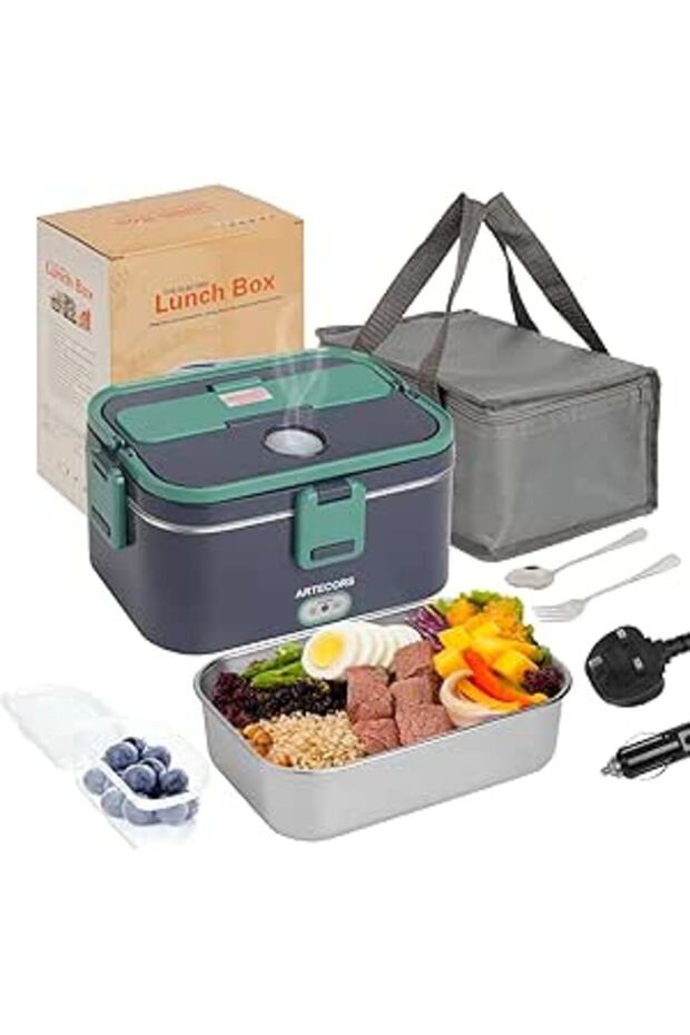 ARTECORS 75W Electric Lunch Box for Adults, 1.8L 304 Stainless Steel Portable Food Warmer, 12/24V 11