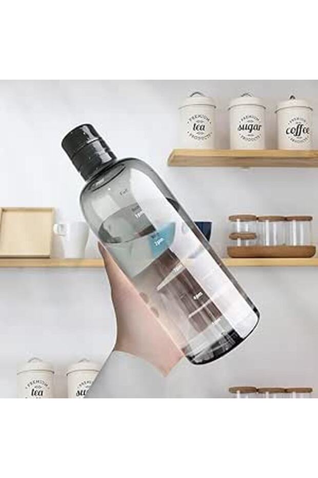 BAVIEN 500/ 750ml Plastic Water Bottle with Time Marker, Large Capacity Leakproof Drink Bottle Trans
