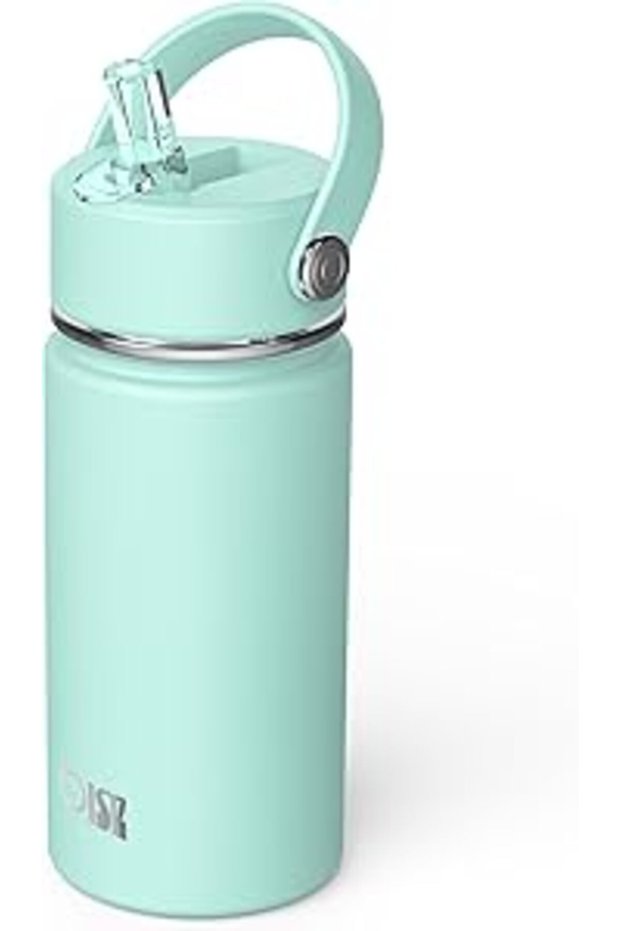 OISIZ 14oz Kids Water Bottle with Straw Lid, Vacuum Insulated 316 Stainless Steel Bottles for Kids f