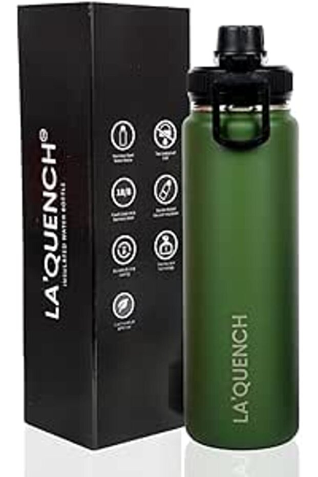 LA'QUENCH™ 18/8 Stainless Steel Water Bottle 710ML / 24oz Double Wall Vacuum Insulated Thermos Fla