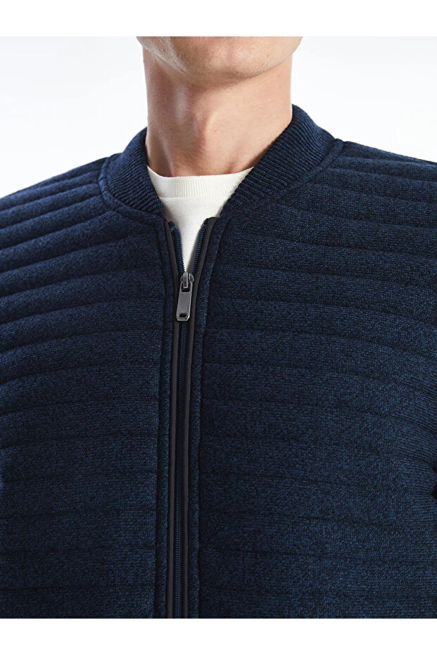 LCWAIKIKI ClassicLacivert Standart Kalıp Kolej Yaka Erkek Triko Hırka - 2