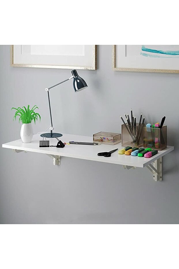 Wall-Mounted Folding Table & Desk – White Finish 120x50 cm Space-Saving Design