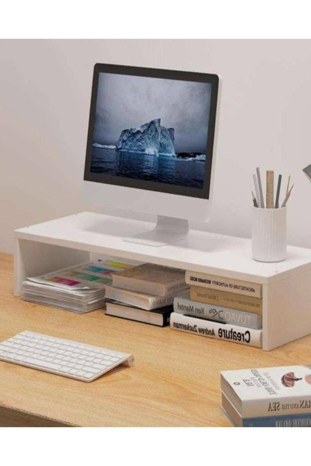 Laptop & Monitor Stand – White Finish 50×24×15 cm Desk Riser for Home & Office