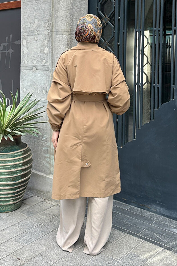 Maya Çıtçıtlı Trençkoot - Camel - 9