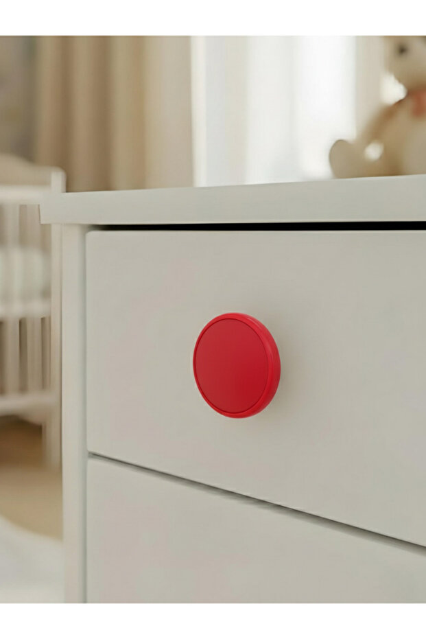 Red Children's Room Furniture Handle - 55 mm - Abs Plastic Single Button Cabinet and Drawer Handle