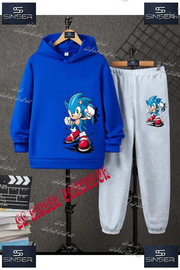 Children's Unisex Hooded Tracksuit Set with the Print of "Sonic Fist Breaks Things".