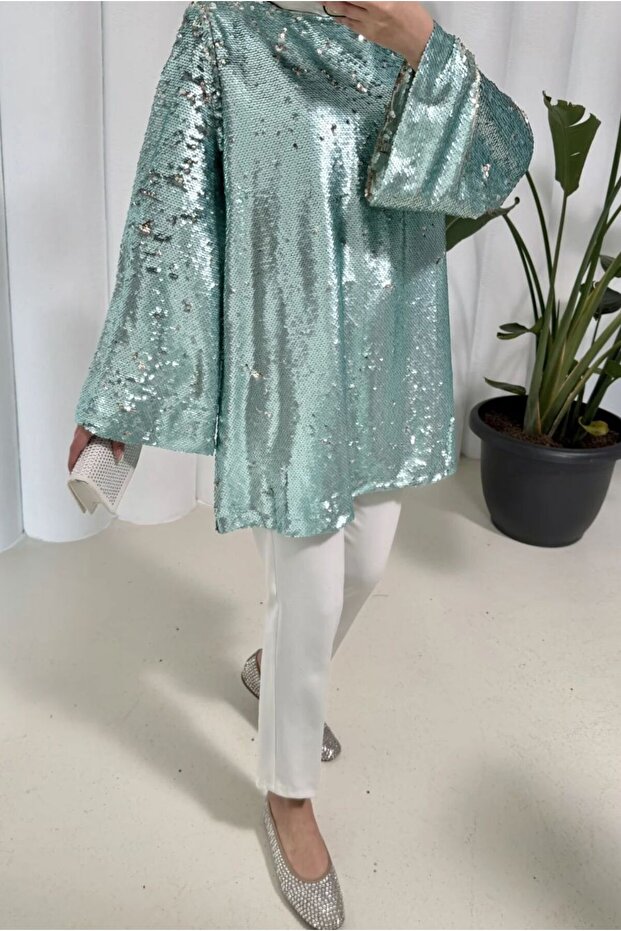 MİNT PAYET BLUZ - 4