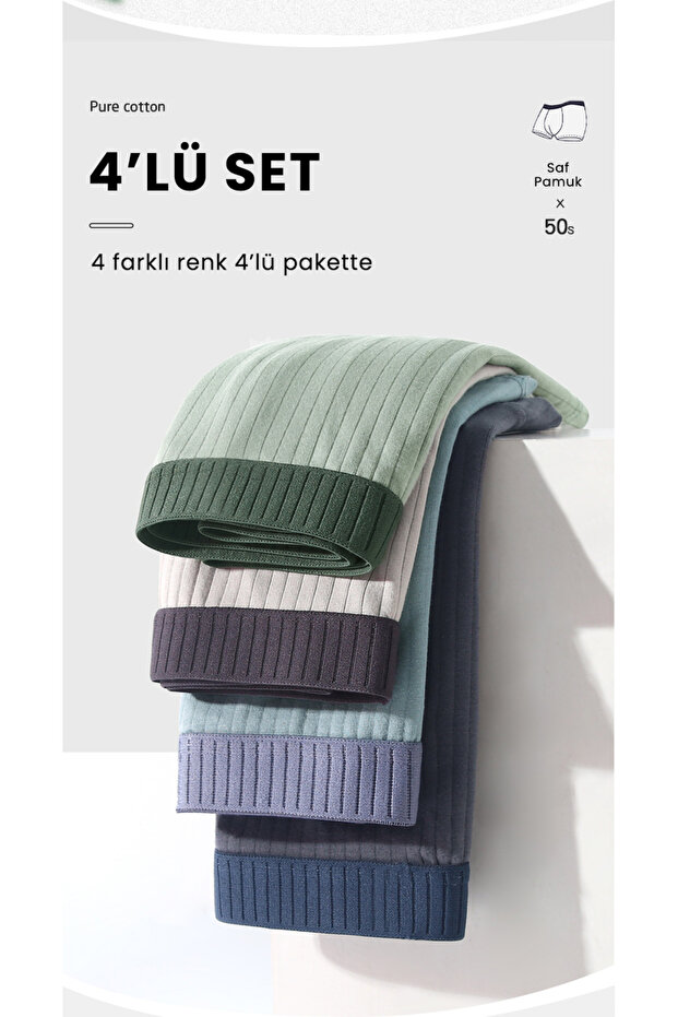 4-Pack Men's Boxers 95% Cotton Breathable Anti-Sweat Glad and Comfortable Boxer